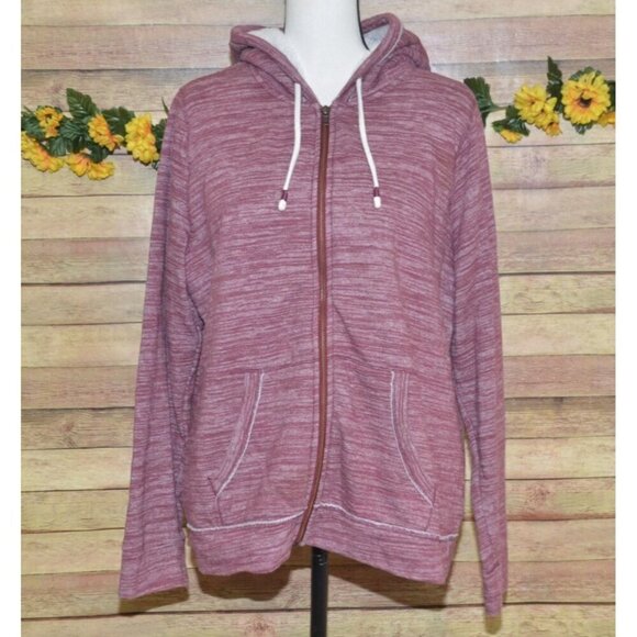 Sonoma Ladies Red Zip Up Hooded Jacket Size XL Sherpa Lining Long Sleeve Pockets - Picture 3 of 14